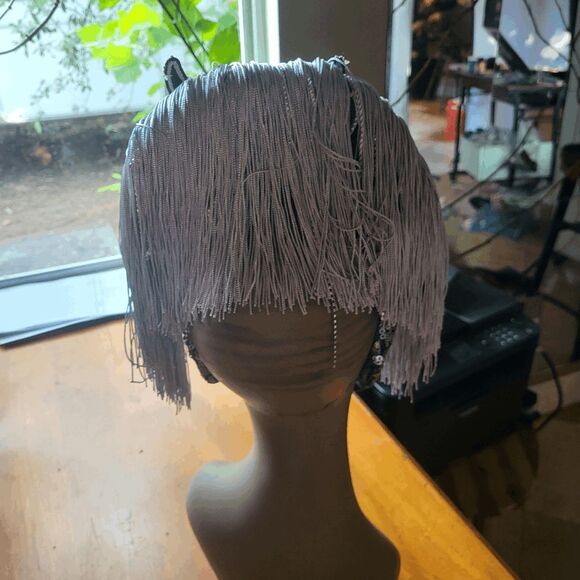 Moon Goddess Dark Heart Festival Headpiece Silver and Black by Brebitz Haloween - Picture 7 of 12